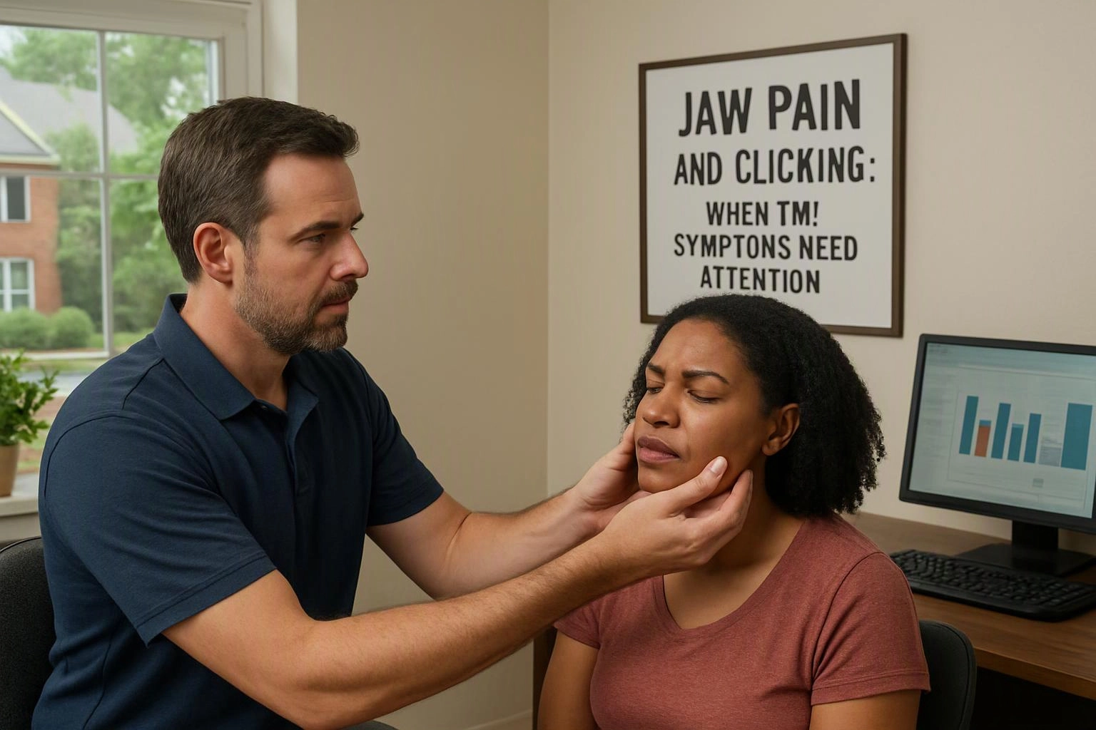 advertising photography of wide establishing view of a setting where "Jaw Pain and Clicking